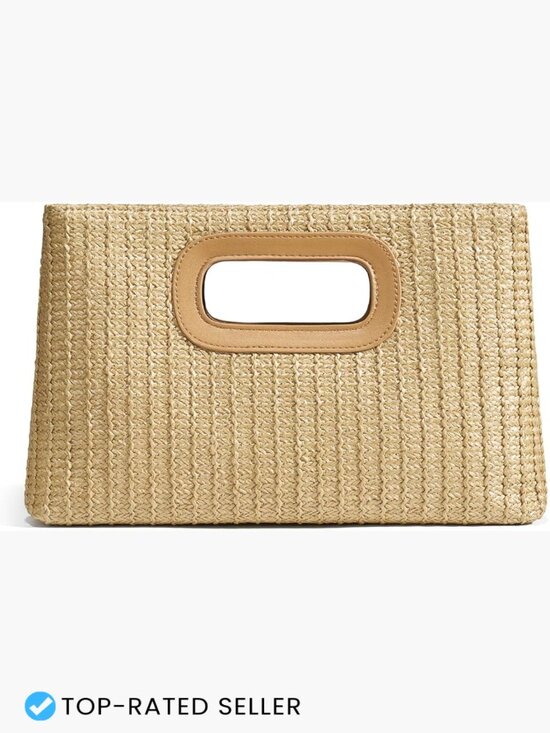 Handbags - Straw Clutch Bag Summer Woven Handbag Vacation Beach Bag Top Handle
